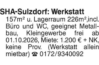Immobilie mieten in 74523 Schwäbisch Hall, Werkstatt