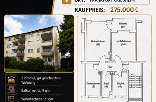 Wohnung kaufen in 63071 Offenbach am Main, Offenbach am Main - Zu verkaufen 3 Zimmer Wohnung in Frankfurt Griesheim