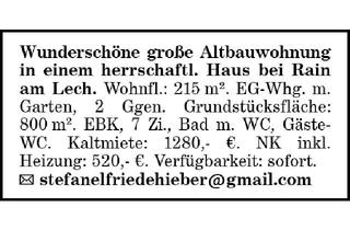 Wohnung mieten in 86641 Rain, Altbauwohnung bei Rain am Lech
