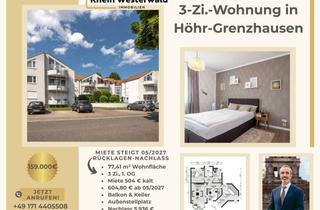 Wohnung kaufen in 56203 Höhr-Grenzhausen, Höhr-Grenzhausen: Vermietete 3-Zi.-ETW, 77 m² - 4,7 % Brutto-Soll-Rendite ab 05/2027 (Vertrag)