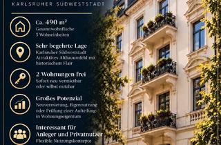 Anlageobjekt in 76137 Südweststadt, Historisches Mehrfamilienhaus in begehrter Lage 2 Wohneinheiten frei