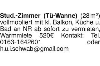 Wohnung mieten in 72076 Tübingen, Stud.-Zimmer (Tü-Wanne)