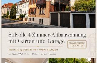 Wohnung kaufen in 70597 Stuttgart, Stuttgart - 4-Zi.-Altbauwohnung am Haigst | Garten & Garage | provisionsfrei