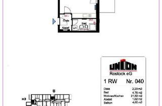 Wohnung mieten in Gutenbergstraße 87, 18146 Dierkow-Neu, geräumige 1-Zimmerwohnung mit großem Balkon