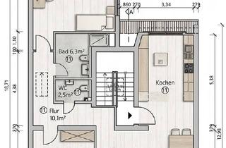 Wohnung mieten in Habsburgeralle 37, 60385 Ostend, Erstbezug im Dachgeschoss | 123 m² | 3 Zimmer | Balkon zum Innenhof | Parkett | bis zu 4 m Deckenh.