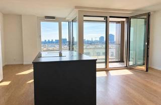 Wohnung kaufen in Niedernhausener Straße 13, 60326 Gallus, Sofort einziehen: 96 m² im 8. OG | Südloggia mit Fernblick | Küche mit Insel | TG + Wallbox