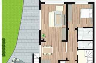 Wohnung mieten in Hofstraße, 40789 Monheim, Großzügige EG-Whg, 106 m² mit Garten, optional Nutzflächen bis zu 181 m² (KG, DG, Werkstatt, Garage)