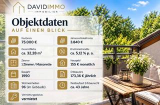 Wohnung kaufen in Volgershall, 21339 Lüneburg, Vermietete 1-Zimmer-Maisonette-Wohnung mit Dachterrasse - 5,12 % Bruttomietrendite