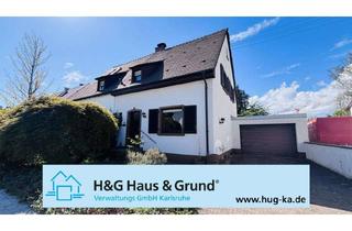 Einfamilienhaus kaufen in 76185 Mühlburg, FREI! Einfamilienhaus (DHH) mit großem Garten und Garage in attraktiver Randlage von Müh
