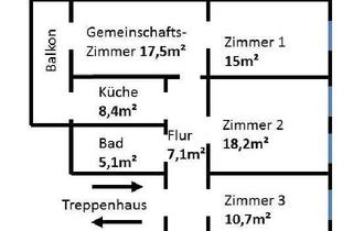Wohnung mieten in Herzogstraße 88, 40215 Friedrichstadt, 82 m² 4-Zimmer WG-geeignete Wohnung + Küche + Bad + Balkon in 40215 D-Friedrichstadt