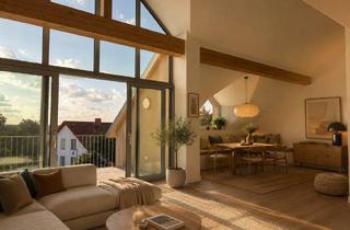 Wohnung kaufen in 55271 Stadecken-Elsheim, Wohnen mit Wow-Effekt: 168 m², Galerie, XXL-Fensterfront, 2 Außenbereiche und Fachwerk-Charme