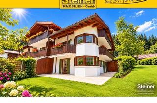 Wohnung kaufen in 82467 Garmisch-Partenkirchen, 5-Raum-Garten-Wohnung ca. 82 m²+ Hobby-Räume UG ca. 30 m², EG + UG, Eck-Terrasse, Erker, TG-Platz au