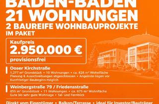 Grundstück zu kaufen in Ooser Kirchstraße, 76530 Baden-Baden, 21 WOHNUNGEN – BAUREIFE WOHNBAUPROJEKTE IM PAKET