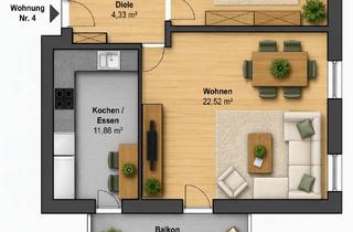 Wohnung mieten in 86438 Kissing, Attraktive 2-Zimmer-Wohnung mit großem Balkon, Einbauküche und Garage