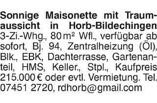 Wohnung kaufen in 72160 Horb, Sonnige Maisonette mit Traumaussicht in Horb-Bildechingen