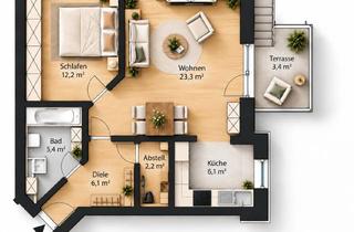 Wohnung kaufen in Alte Windmühle, 50129 Bergheim, Attraktive 2-Zimmer-Wohnung mit Terrasse in ruhiger Lage von Glessen