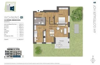 Wohnung mieten in Am Gottesauer Hof, 76297 Stutensee, Neubau Erstbezug EG-Wohnung m. Garten, Küche, Klimaanlage, 2 TG-Stellplätze, barrierefrei , KFW40