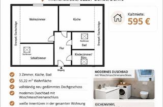 Wohnung mieten in Wiehenstraße 46, 32257 Bünde, Erstbezug nach umfassender Renovierung – moderne 3-Zimmer-Dachgeschosswohnung in Bünde-Dünne