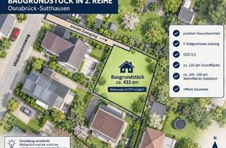 Grundstück zu kaufen in 49082 Sutthausen, Exklusives 433 m² Baugrundstück in Osnabrück-Sutthausen – positiver Bauvorbescheid & provisionsfrei!