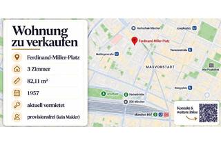 Wohnung kaufen in Ferdinand-Miller-Platz, 80335 München, Vermietete 3-Zi.-Wohnung, 82 m², Maxvorstadt – provisionsfrei vom Eigentümer