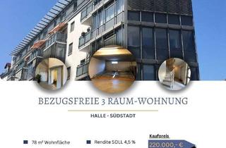 Wohnung kaufen in 06110 Halle, bezugsfreie 3-Zimmer-Eigentumswohnung mit Balkon, Aufzug, Tiefgaragenstellplatz und Glaserker