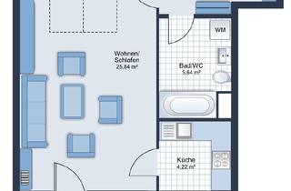 Wohnung kaufen in 76297 Stutensee, 1 Zimmer Wohnung 12. OG Büchiggut vermietet für Kapitalanleger47 m², Balkon, Tiefgarage