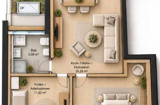 Wohnung mieten in 72221 Haiterbach, Moderne 3-Zimmer-DG-Wohnung mit hohen Decken, sichtbaren Holzbalken und maßgefertigter Einbauküche