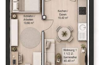 Wohnung mieten in 72221 Haiterbach, Moderne 1,5-Zimmer-Neubauwohnung mit Erstbezug, eigenem Eingang und Stellplatz