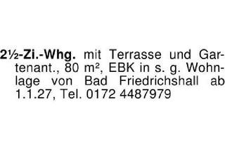 Wohnung mieten in 74177 Bad Friedrichshall, 2 1/2-Zi.-Whg. mit Terrasse und Gartenant., 80 m², EBK in s. g.