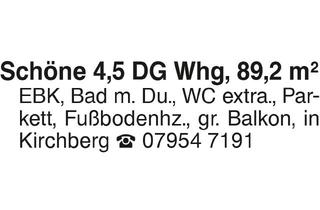Wohnung mieten in 74592 Kirchberg, Schöne 4,5 DG Whg in Kirchberg