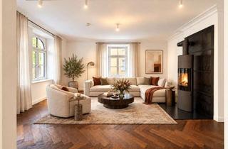 Wohnung mieten in 80636 Neuhausen-Nymphenburg, Sanierter Altbau zum Erstbezug. Moderne Küche mit Kochinsel und Kamin.