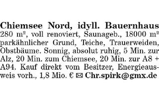 Bauernhaus kaufen in 83209 Prien, Chiemsee Nord, idyll. Bauernhaus 280 m², voll renoviert