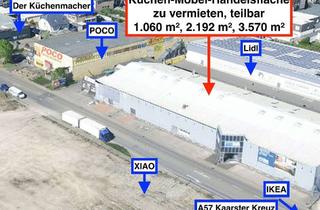 Immobilie mieten in Düsselstraße, 41564 Kaarst, Möbel-Handelsfläche in Top-Lage – neben Aldi, Lidl, Poco, Küchenmacher – 3.570 m² an der A57