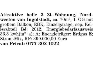 Wohnung kaufen in 85049 Ingolstadt, 3 Zi.-Wohnung in Ingolstadt